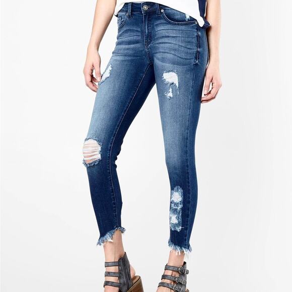 KanCan Denim - Kancan Mid Rise Ankle Skinny Stretch Jeans Distressed Pants Women’s Size 25